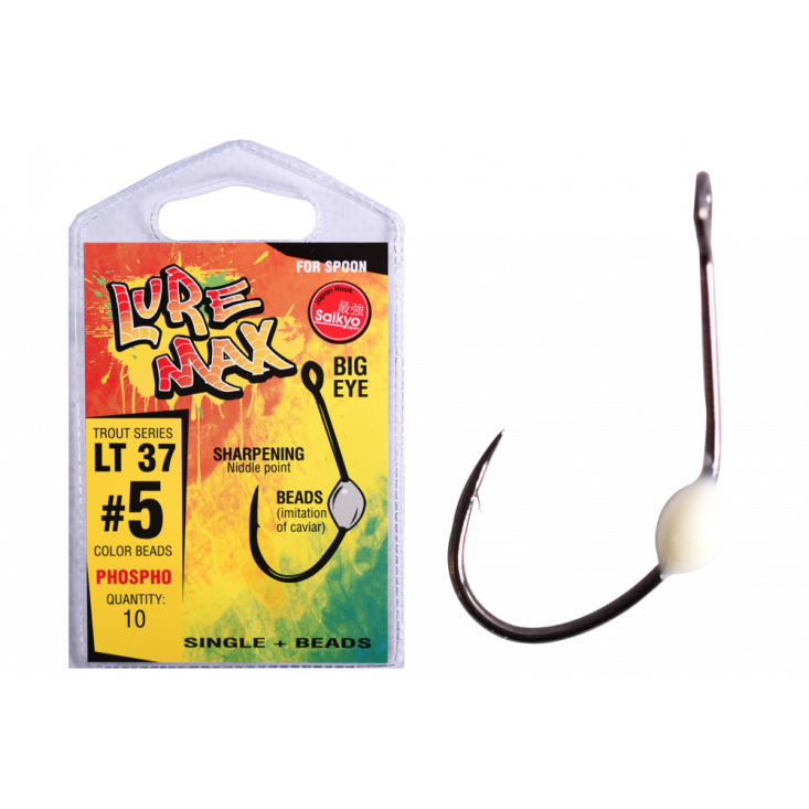 Крючки LureMax Trout LT37 # 5 Phospho (10шт)