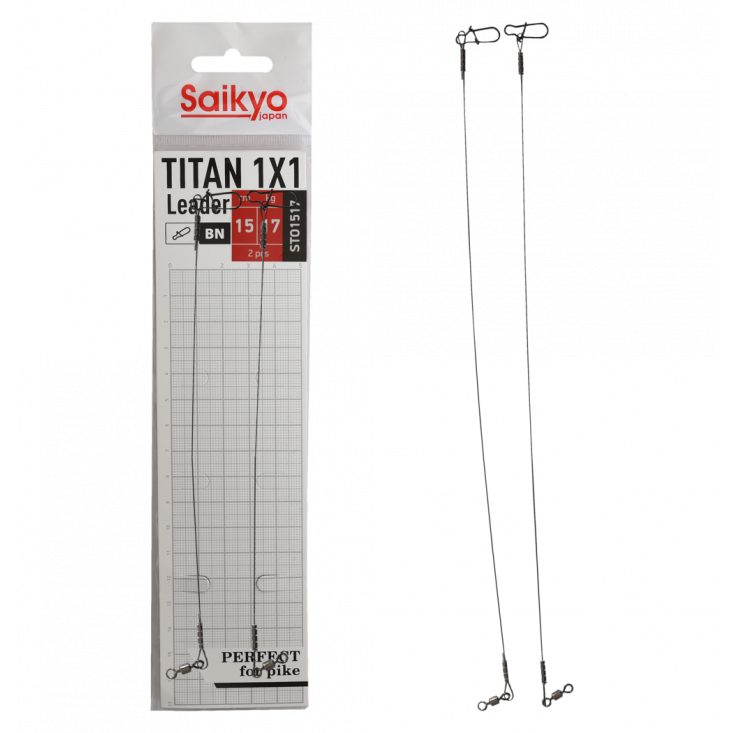 Поводок Saikyo Titan 1x1 STO1517, 17кг/15см, 2шт